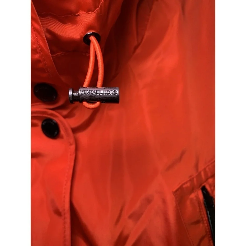 Michael Kors Red Utility Jacket Size XL Zip Pockets Zip-up Quilted Inside